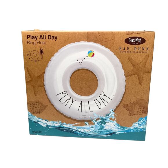 NEW Rae Dunn Swim Ring Pool Toy Float 'Play All Day' 32" Age 8+ - Picture 1 of 3